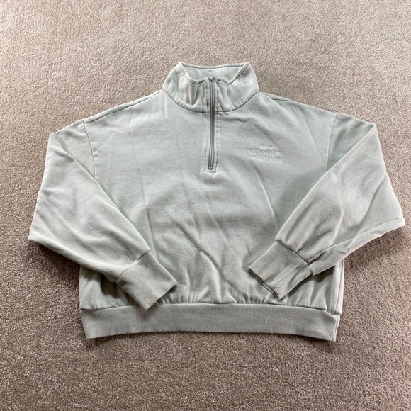Disney Tops - Disney Winnie the Pooh Sweatshirt Womens Large Green Quarter Zip Fleece Pullover